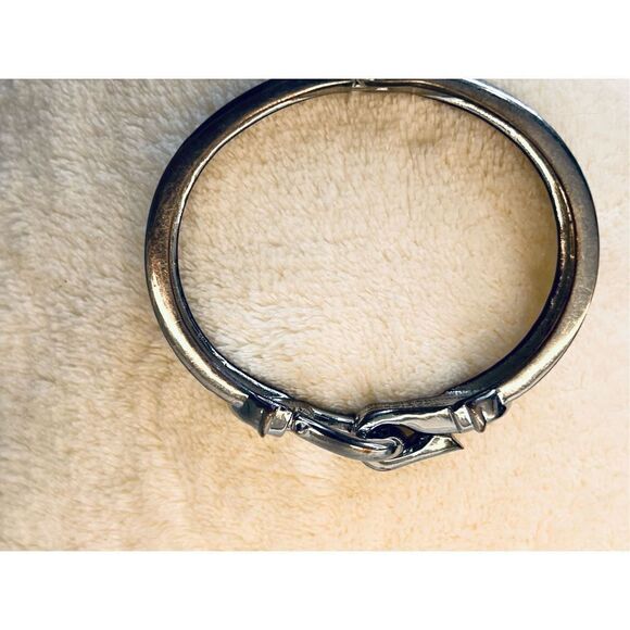 Silver Tone Magnetic Crystal Inlay Herringbone Wide Bracelet Jewelry Buy 3/$18 - Picture 3 of 5